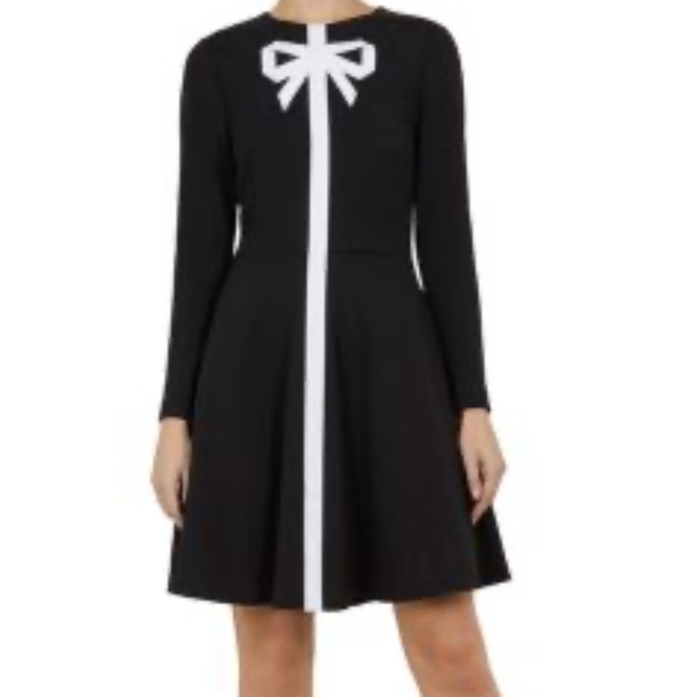 Ted Baker Black Dress with White Bow Accent